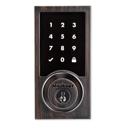 Kwikset 916 Series SmartCode Zigbee Contemporary Touchscreen Deadbolt with Cox, Venetian Bronze